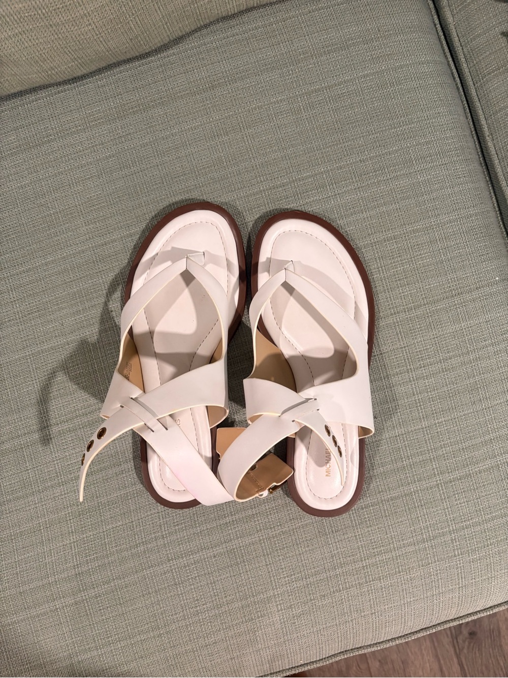 Michael Kors White Cross-Strap Sandals